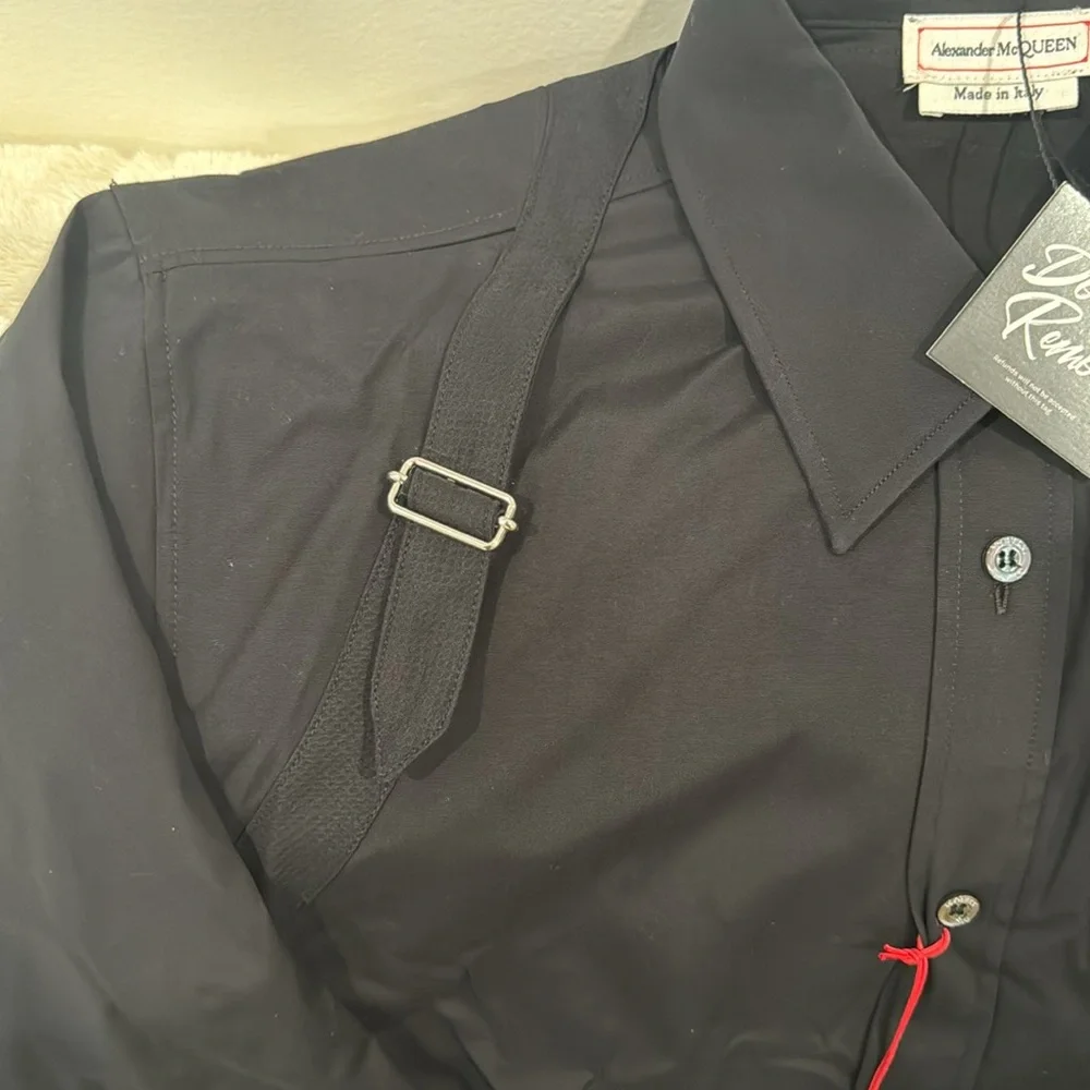 Alexander McQueen Men’s Buckle Detailed Harness Buttoned Shirt - NWT Size 16.5 - Picture 4 of 5